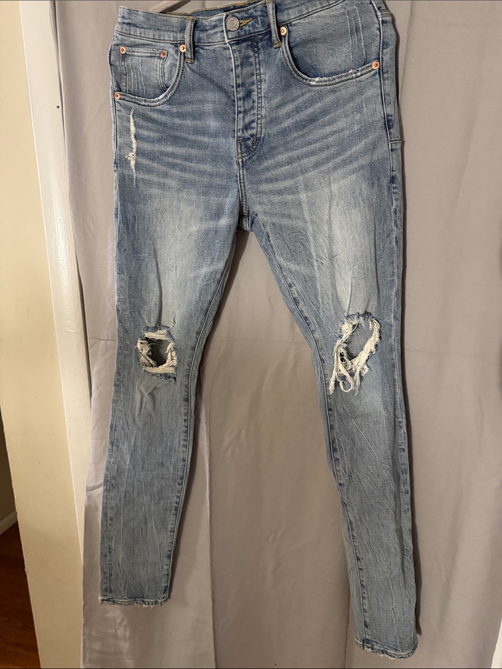 Men's Skinny Ripped Light Blue Jeans
